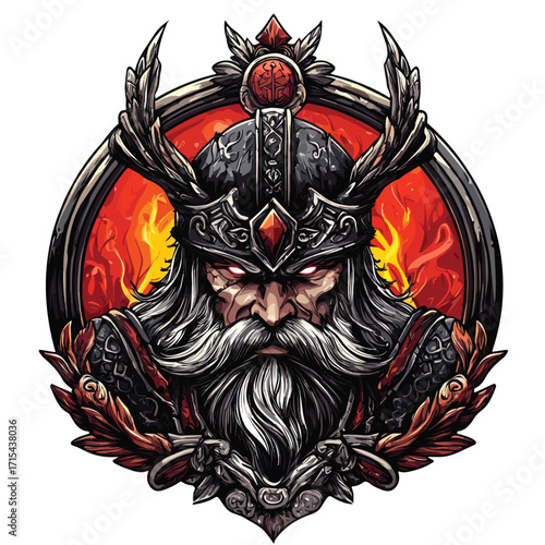 Dark Armored Demon Head Illustration | Menacing Fantasy Creature Vector Art