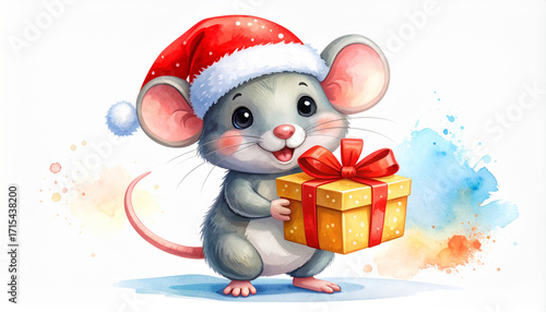 Mouse with Santa Hat