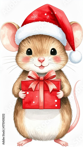 Mouse with Santa Hat