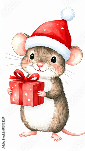 Mouse with Santa Hat