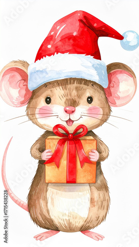 Mouse with Santa Hat