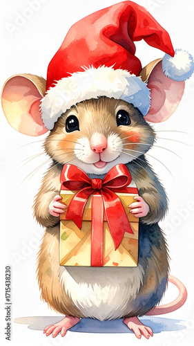 Mouse with Santa Hat