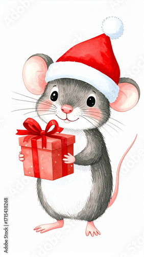 Mouse with Santa Hat