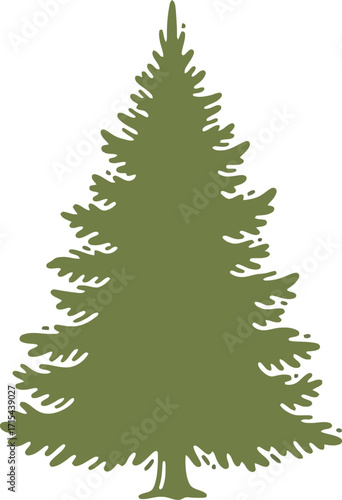 Evergreen conifer tree illustration seasonal nature element isolated on white vector