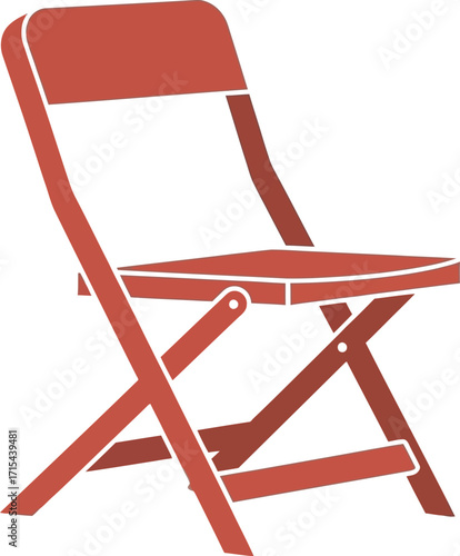 Simple foldable chair rustic red elegant design minimalist furniture object isolated vector