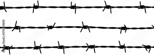 Barbed wire fence pattern close up textured detail isolated abstract security barrier concept vector