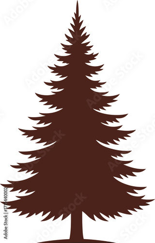 Evergreen fir tree silhouette isolated nature plant forest wood conifer pine nature element vector