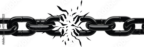 Broken chain link symbolizing disconnection freedom breaking barriers end of struggle and new beginnings vector