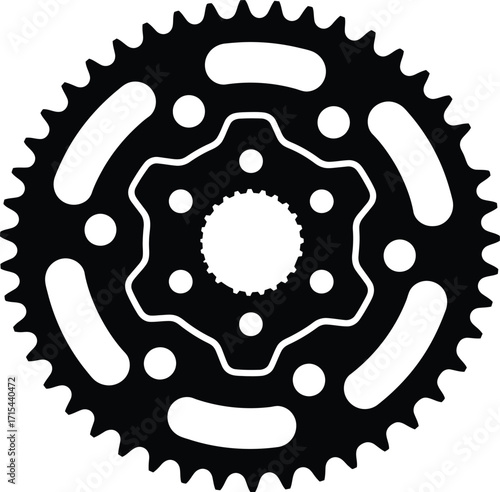 Modern motorcycle sprocket gear clean isolated graphic industrial mechanical component vector