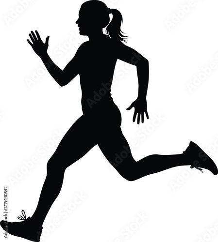 Athletic woman silhouette running fast motion sport fitness athlete woman jogging athlete motion fitness vector