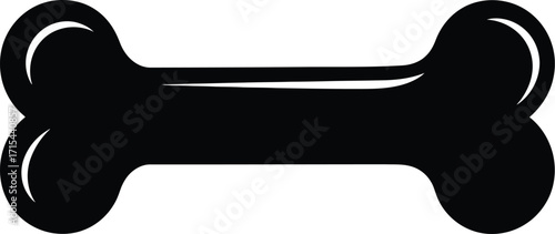 Glossy black dog bone toy object isolated on white for pet companionship and play vector