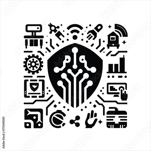 lot sensor vector silhouette clip art logo design concept  illustration