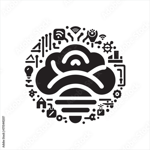 lot sensor vector silhouette clip art logo design concept  illustration