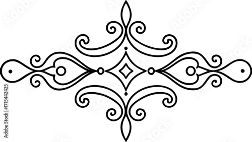 Elegant black and white swirl decorative flourish design