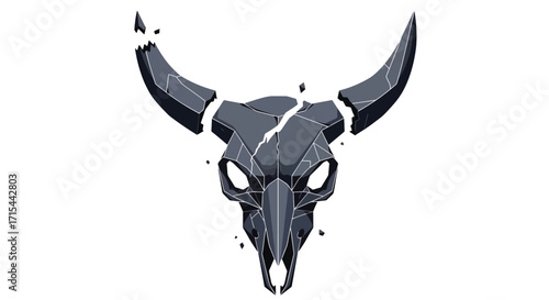 Bull skull with tribal decoration vector illustration, rustic western inspired design symbolizing wilderness, power, and tradition.