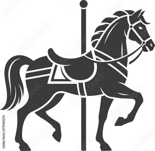Vintage carousel horse silhouette vector illustration classic amusement ride equestrian symbol vector