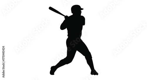 Silhouette of a baseball player swinging a bat with focused intensity