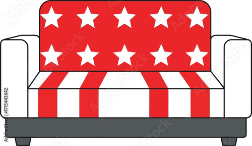 Patriotic american flag sofa furniture with stars and stripes for presidential election celebrations vector