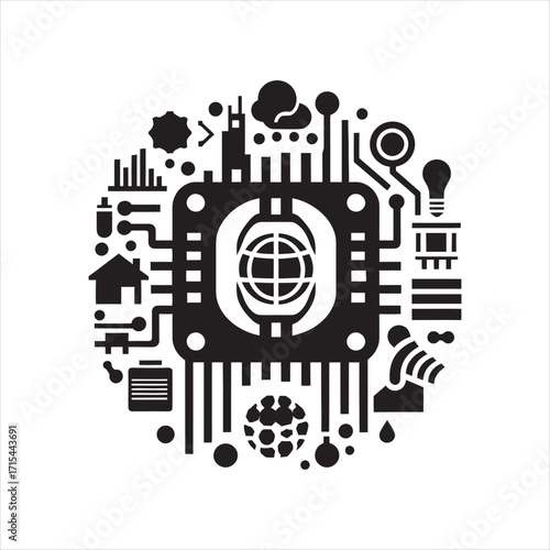 lot sensor vector silhouette clip art logo design concept  illustration