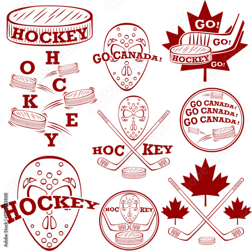 Canada hockey logos vector se...