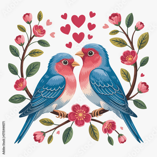 two birds on a branch