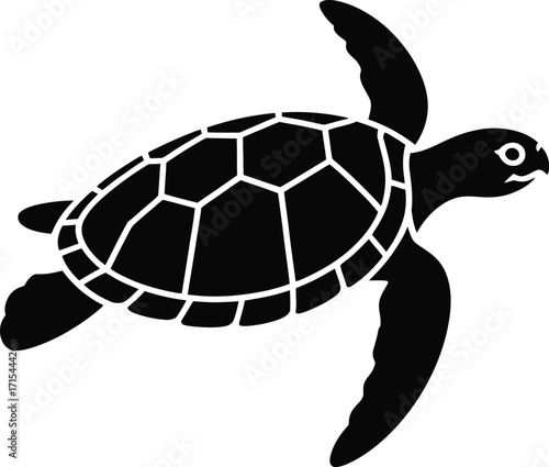 Black turtle swimming vector silhouette sea turtle
