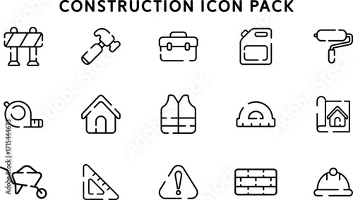 Construction Icon Pack: Clean Line Icons For Tools, Safety, Building, And Site Activities