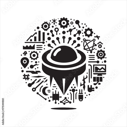 lot sensor vector silhouette clip art logo design concept  illustration