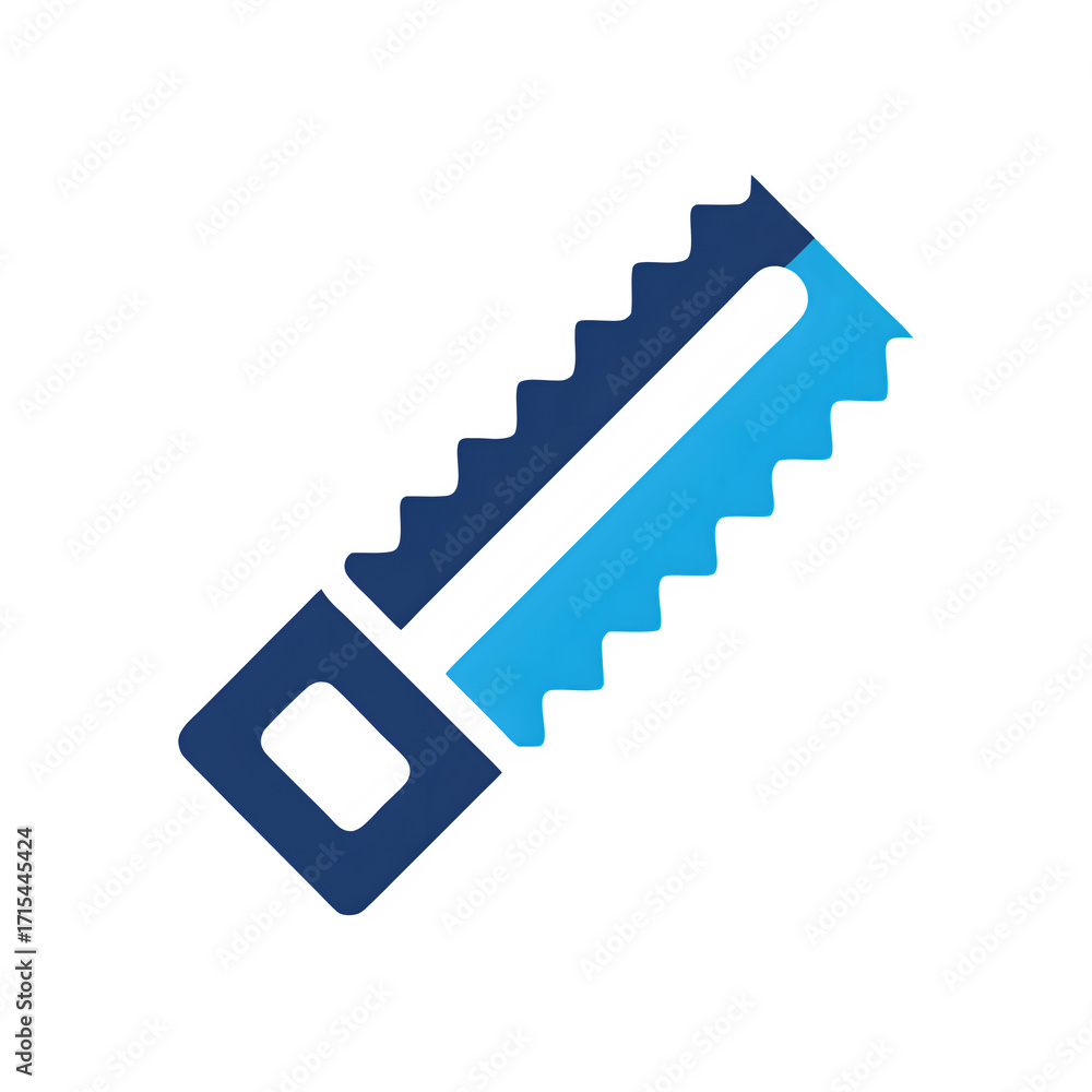 Fototapeta premium Blue hand saw icon on a black background