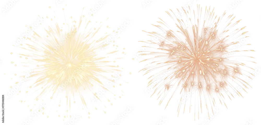 Obraz premium PNG Vibrant fireworks illuminate night, element set on transparent background