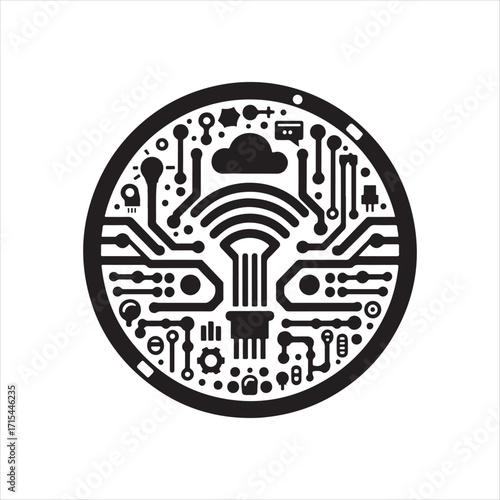 lot sensor vector silhouette clip art logo design concept  illustration