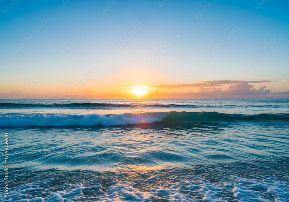 Obraz premium Serene Ocean Background With Gentle Waves And Clear Blue Sky Illuminated By Bright Sun