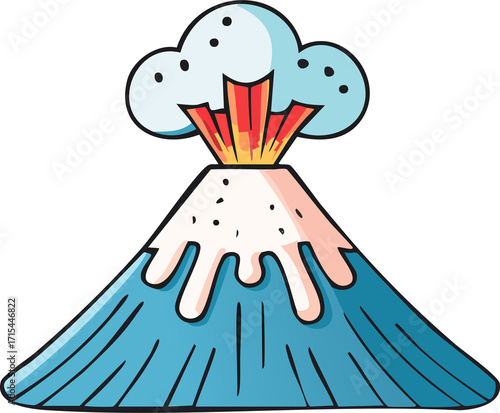 Volcano Mountain Cartoon Vector Illustration for Nature Design