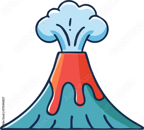 Volcano Mountain Cartoon Vector Illustration for Nature Design