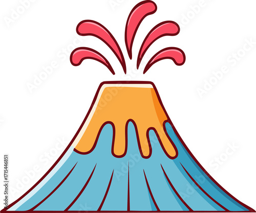 Volcano Mountain Cartoon Vector Illustration for Nature Design