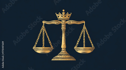 Golden scale symbolizes equality and justice, representing balance of morality and fairness in society
