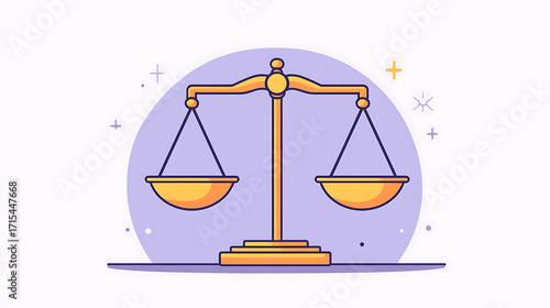 Balanced scale represents equality and justice, symbolizing concept of morality in harmonious way