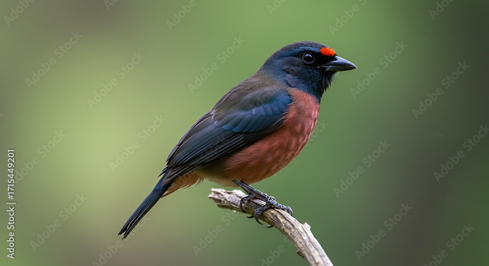 Obraz premium Close-up of a Chestnut-bellied Euphonia bird perched on a branch