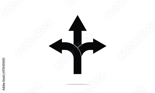 Way direction arrow sign. three arrow, way sign, road direction icon vector. three-way direction arrow sign. vector illustration. Eps 10. 