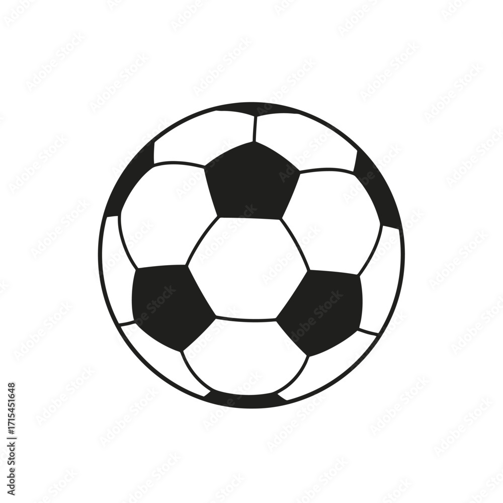 Obraz premium Black and White Soccer Ball Illustration for Sports Enthusiasts and Graphic Design Projects, suitable for educational materials, websites, and promotional content.