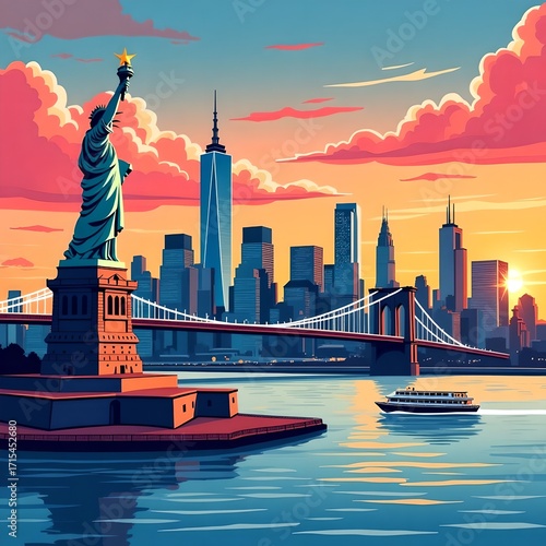 Panorama of New York illustration
