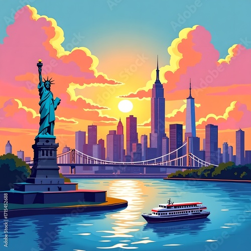 Panorama of New York illustration