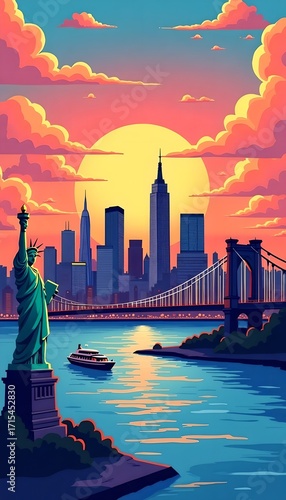 Panorama of New York illustration
