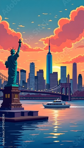Panorama of New York illustration