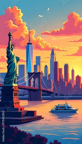 Panorama of New York illustration