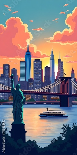 Panorama of New York illustration
