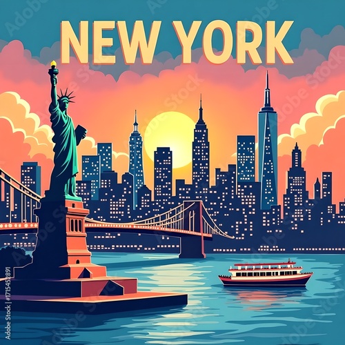 Panorama of New York illustration
