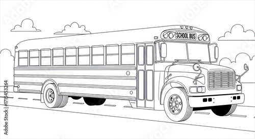 Outlined school bus illustration