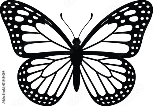 Monarch butterfly silhouette vector insect black and white