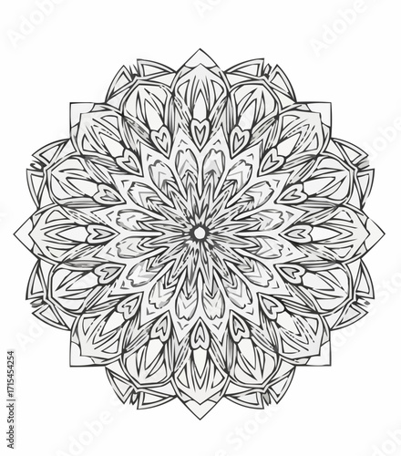 Detailed round mandala vector design with intricate floral pattern